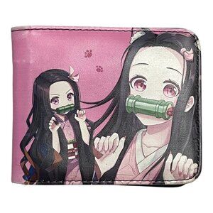 Demon Slayer Anime Wallet – Nezuko Kamado Pink Bifold with Zipper Pocket